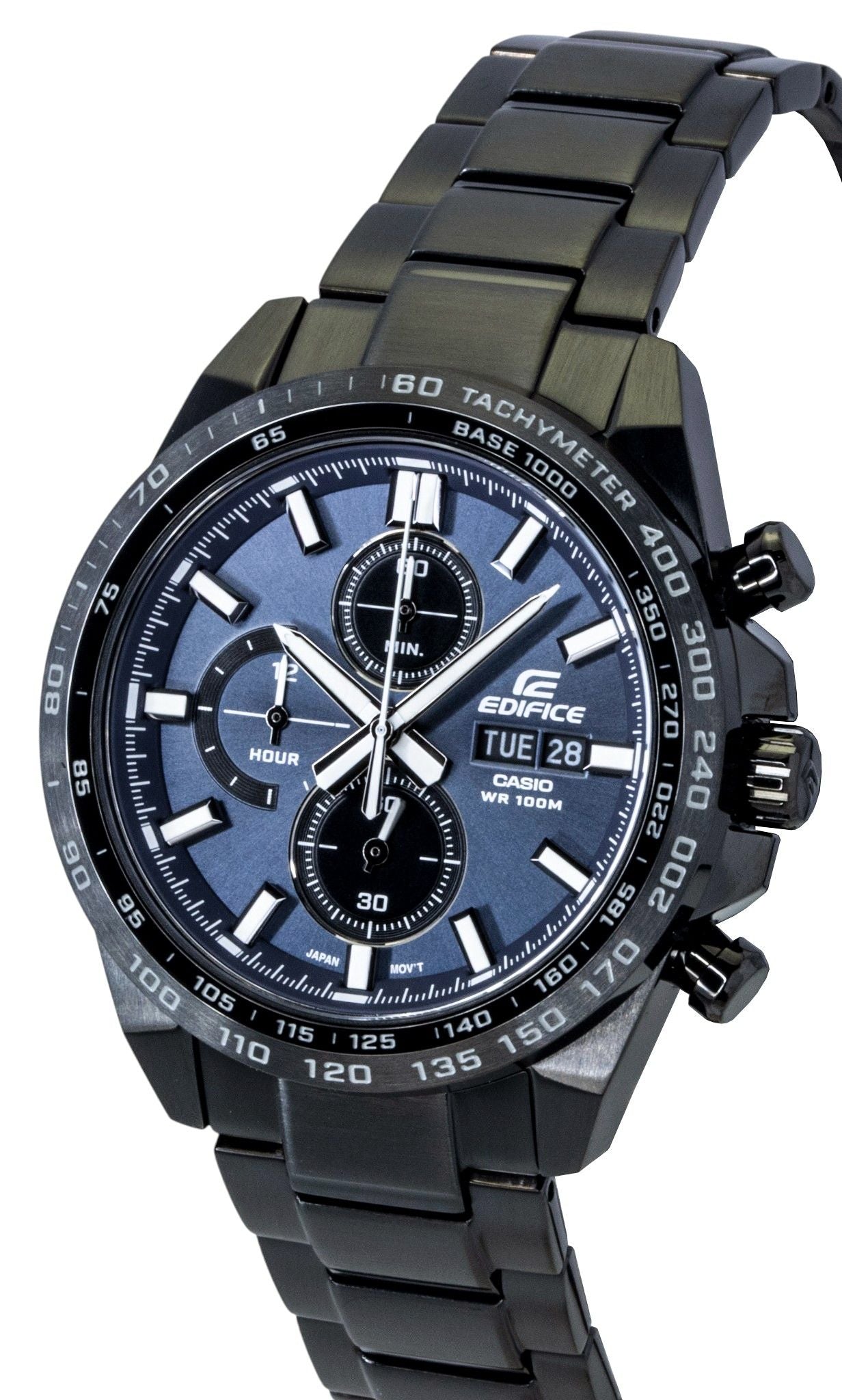Casio Edifice Analog Chronograph Edelstahl Blaues Zifferblatt Quarz EFR-574DC-2AV 100M Herrenuhr