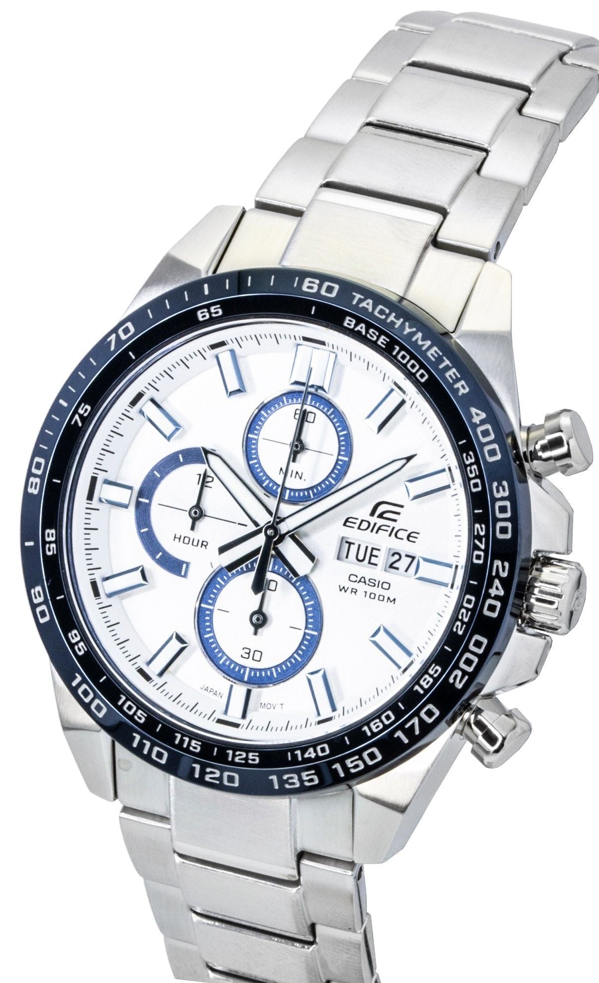 Casio Edifice Analog Chronograph Edelstahl Silberfarbenes Zifferblatt Quarz EFR-574DE-7AV 100M Herrenuhr