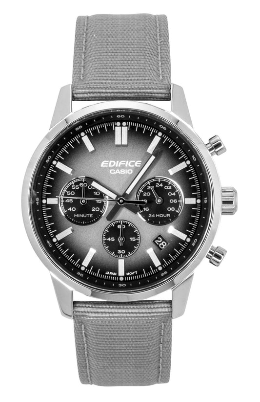 Casio Edifice Analog Chronograph Lederarmband Graues Zifferblatt Quarz EFR-575C-8A 100M Herrenuhr