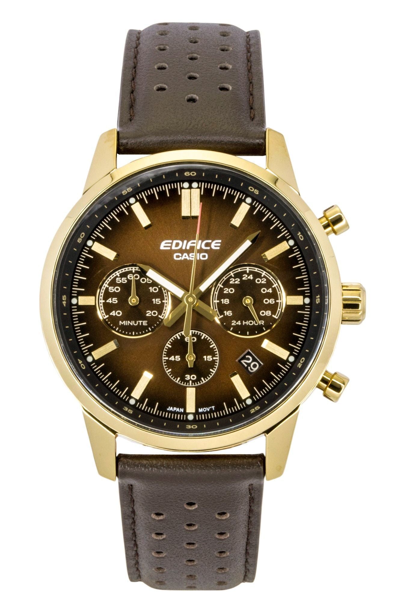Casio Edifice Analog Chronograph Lederarmband Braunes Zifferblatt Quarz EFR-575CL-5A 100M Herrenuhr