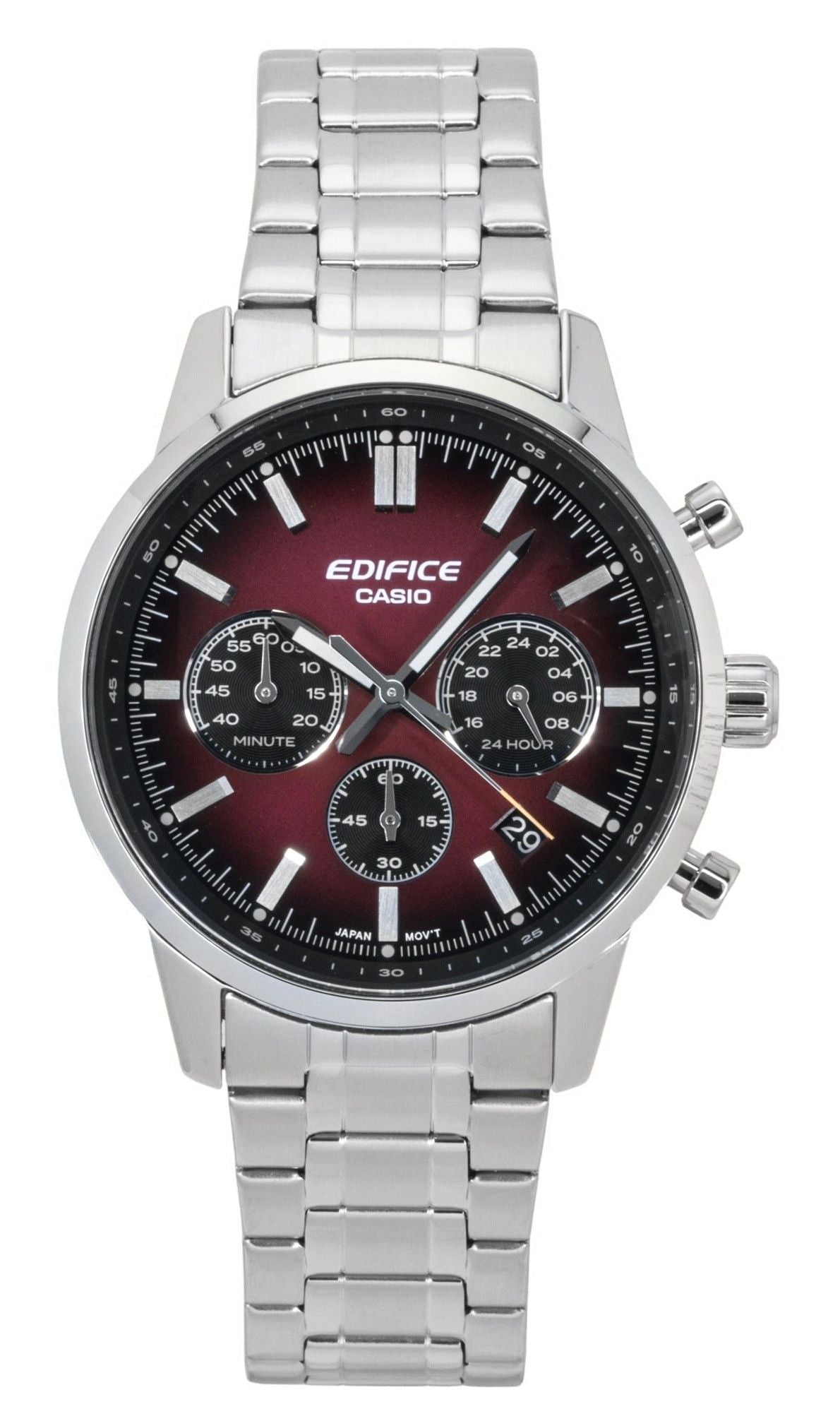 Casio Edifice Analog Chronograph Edelstahl Red Dial Quarz EFR-575D-4A 100M Herrenuhr