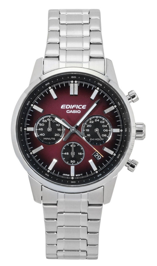Casio Edifice Analog Chronograph Edelstahl Red Dial Quarz EFR-575D-4A 100M Herrenuhr