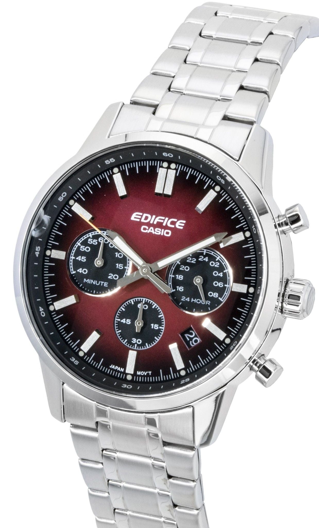 Casio Edifice Analog Chronograph Edelstahl Red Dial Quarz EFR-575D-4A 100M Herrenuhr