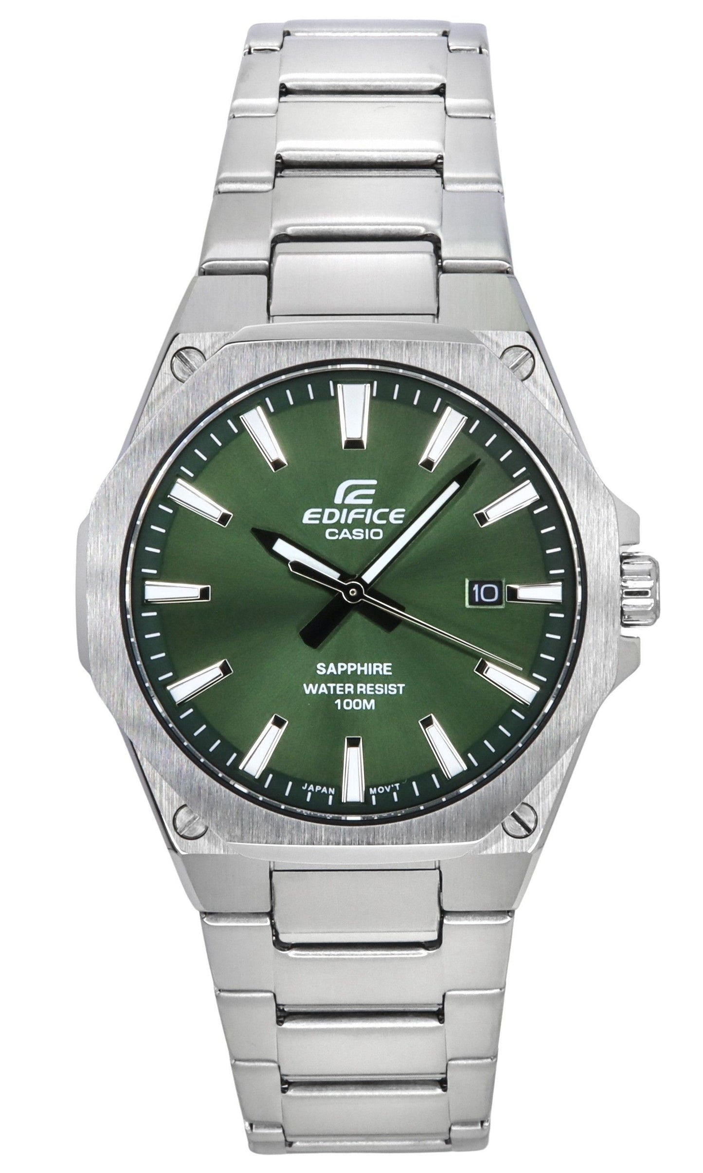 Casio Edifice Sapphire Crystal Analog Edelstahl Gr?nes Zifferblatt Quarz EFR-S108D-3A 100M Herrenuhr