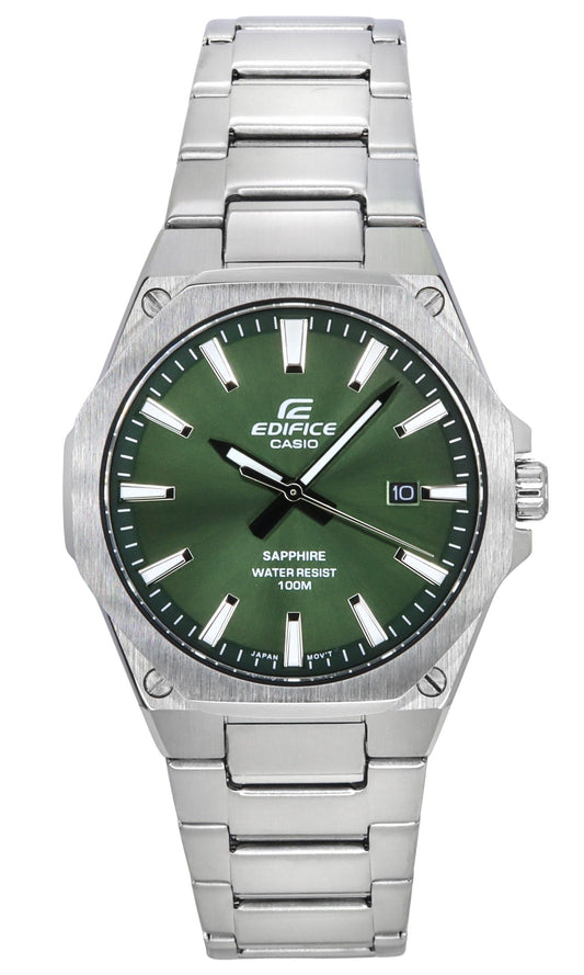Casio Edifice Sapphire Crystal Analog Edelstahl Gr?nes Zifferblatt Quarz EFR-S108D-3A 100M Herrenuhr