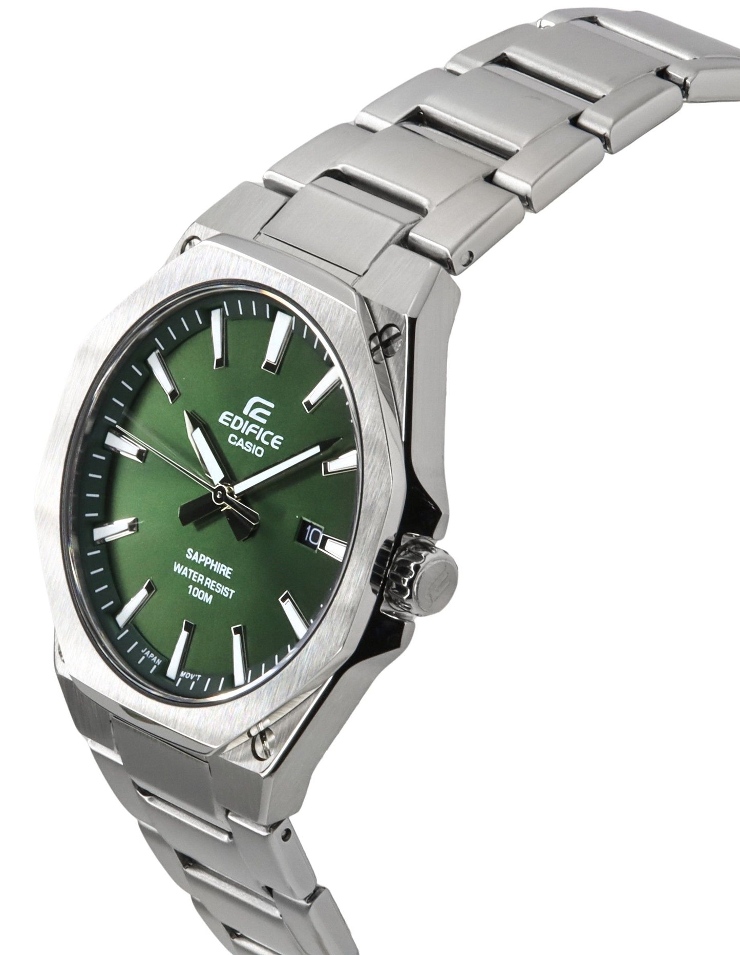Casio Edifice Sapphire Crystal Analog Edelstahl Gr?nes Zifferblatt Quarz EFR-S108D-3A 100M Herrenuhr
