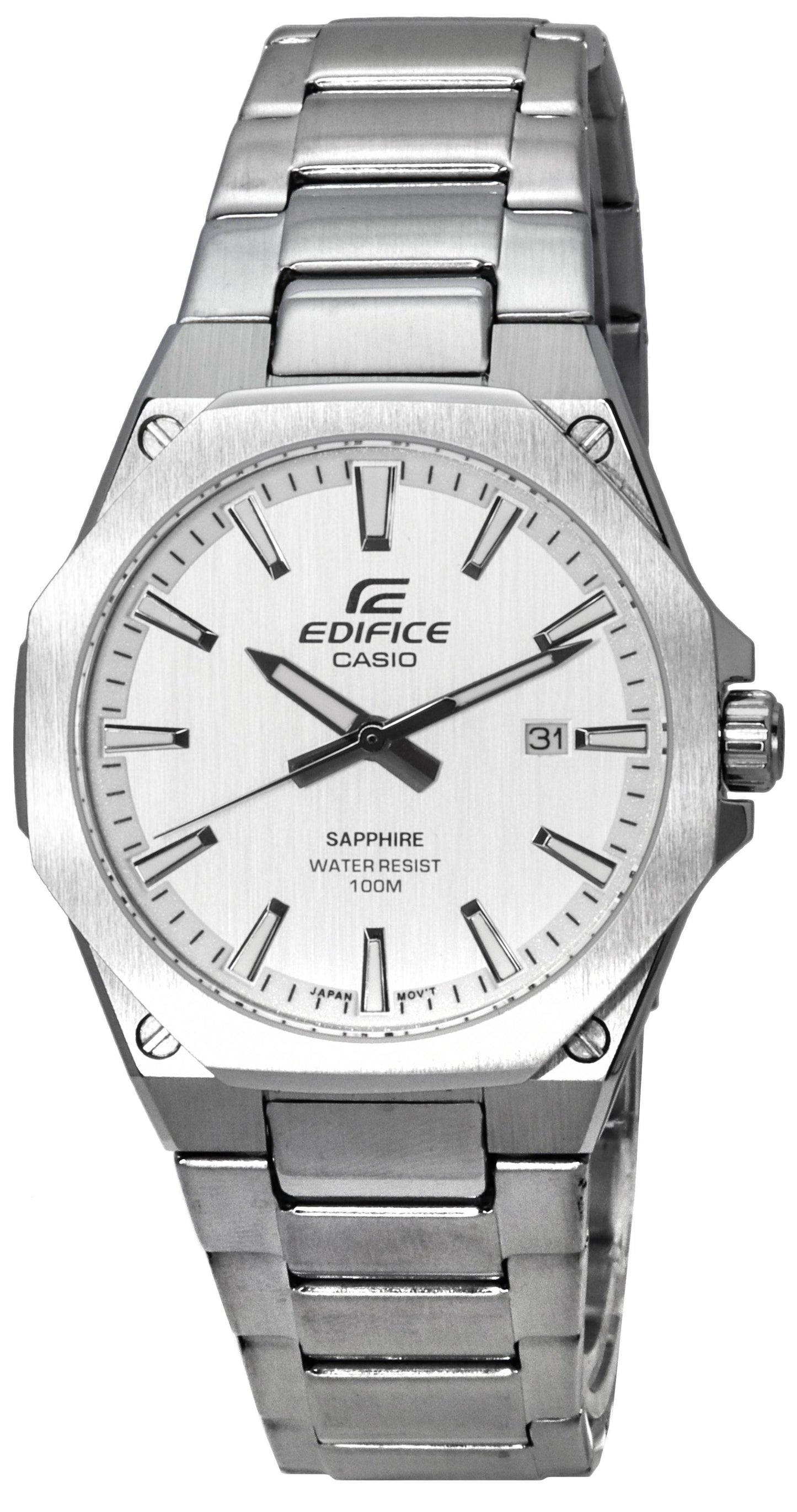 Casio Edifice Edelstahl White Dial Quarz EFR-S108D-7A EFRS108D-7 100M Herrenuhr