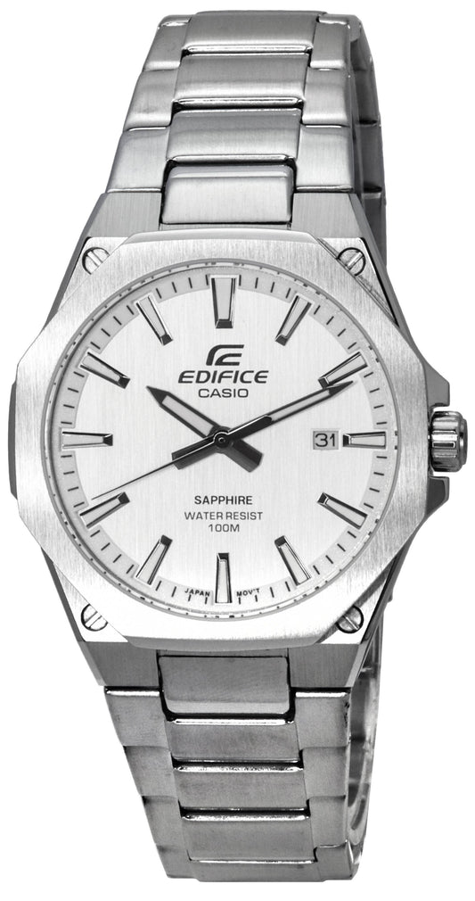 Casio Edifice Edelstahl White Dial Quarz EFR-S108D-7A EFRS108D-7 100M Herrenuhr