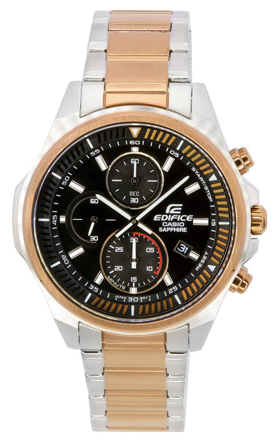 Casio Edifice Schwarzes Zifferblatt Two Tone Quarz EFR-S572GS-1A EFRS572GS-1 100M Herrenuhr