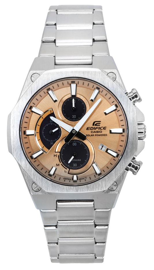 Casio Edifice Slim Line Analog Chronograph Edelstahl Copper Dial Solar EFS-S570D-5A 100M Herrenuhr