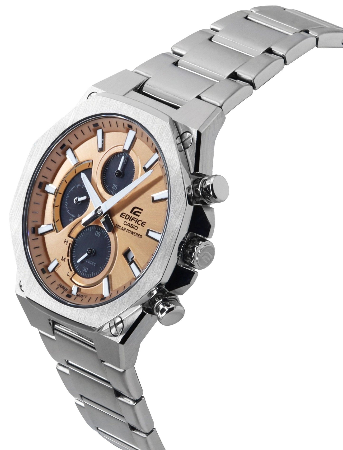 Casio Edifice Slim Line Analog Chronograph Edelstahl Copper Dial Solar EFS-S570D-5A 100M Herrenuhr
