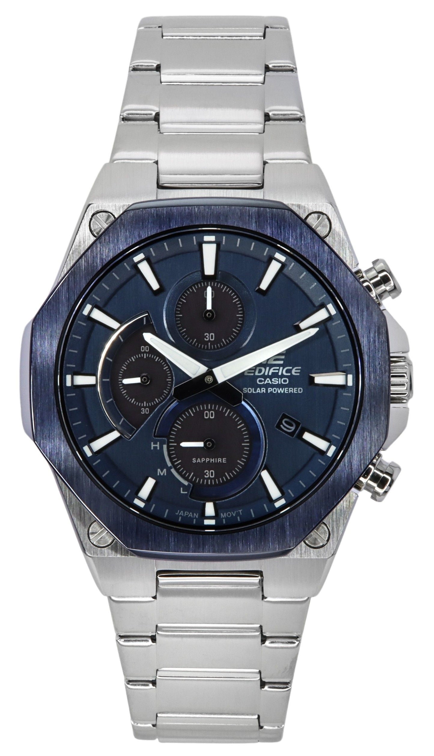 Casio Edifice Analog Slim Line With Sapphire Crystal Chronograph Blaues Zifferblatt Solar EFS-S570DB-2A 100M Herrenuhr