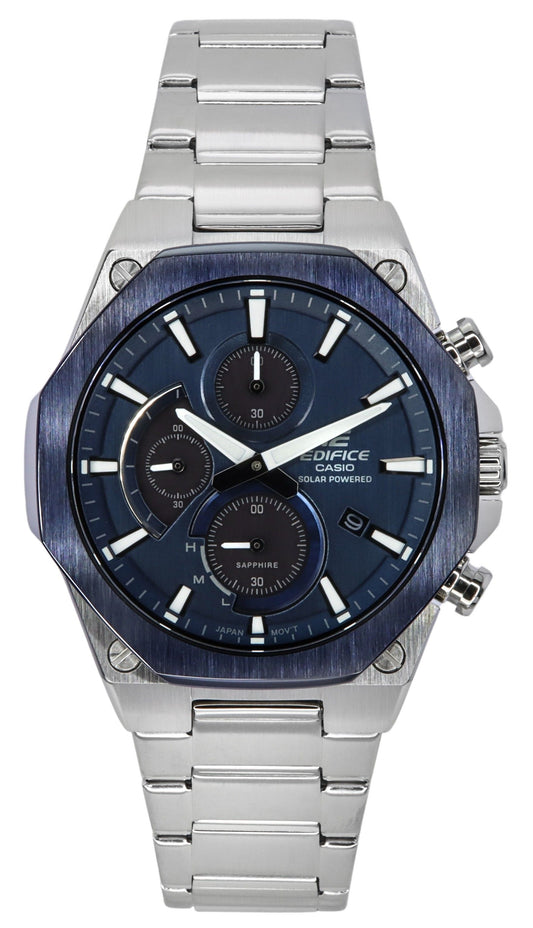 Casio Edifice Analog Slim Line With Sapphire Crystal Chronograph Blaues Zifferblatt Solar EFS-S570DB-2A 100M Herrenuhr