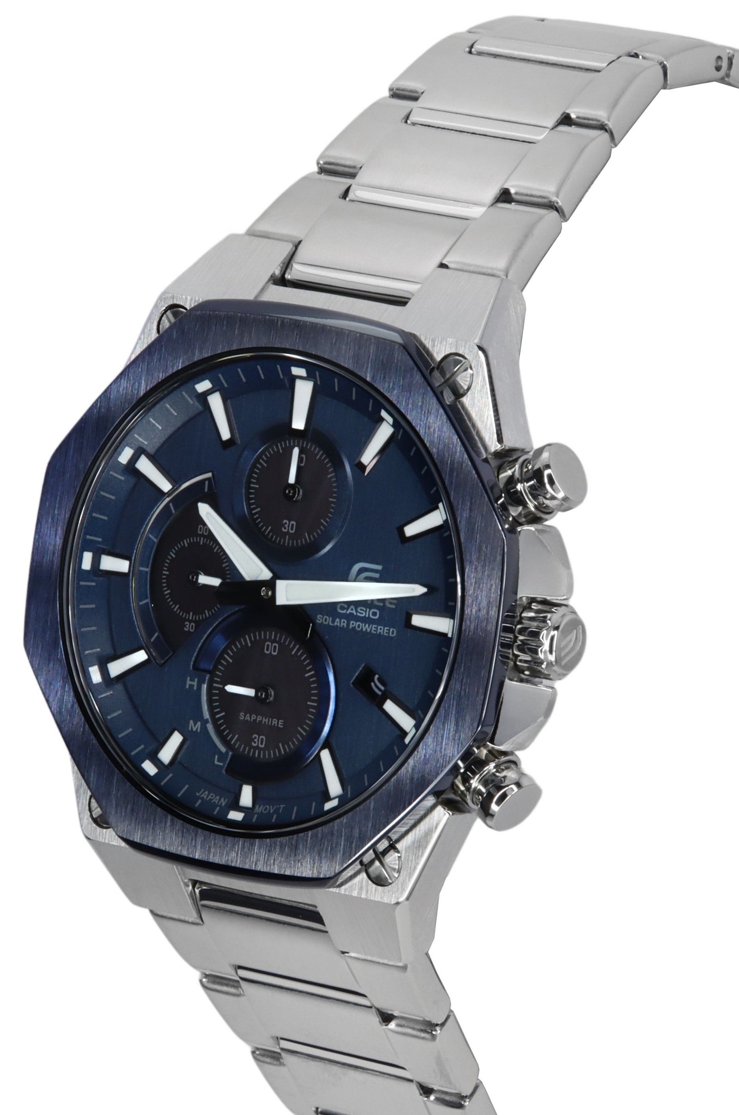 Casio Edifice Analog Slim Line With Sapphire Crystal Chronograph Blaues Zifferblatt Solar EFS-S570DB-2A 100M Herrenuhr