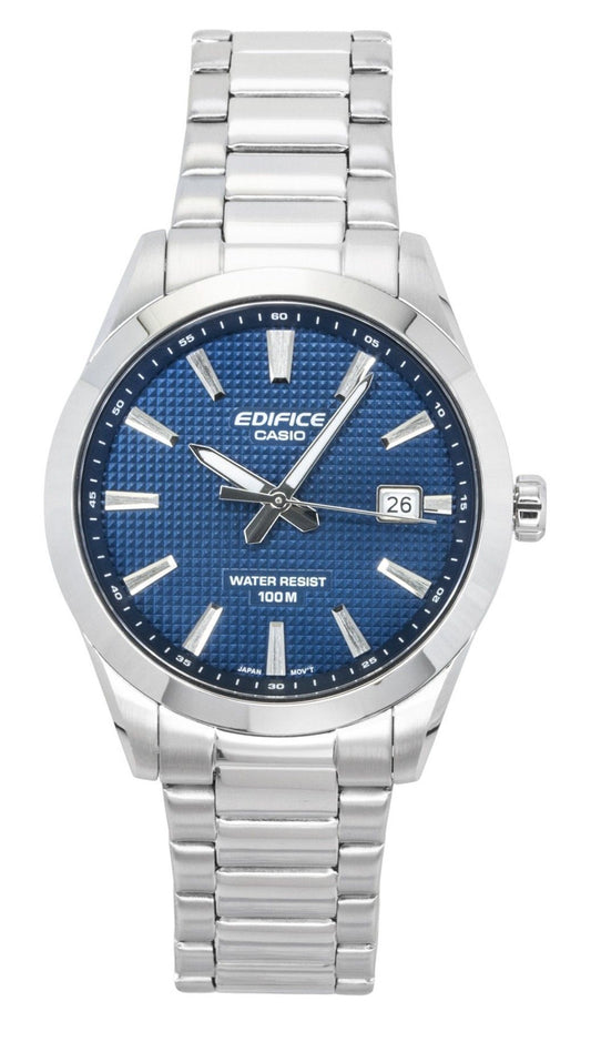 Casio Edifice Analog Edelstahl Blaues Zifferblatt Quarz EFV-160D-2A 100M Herrenuhr