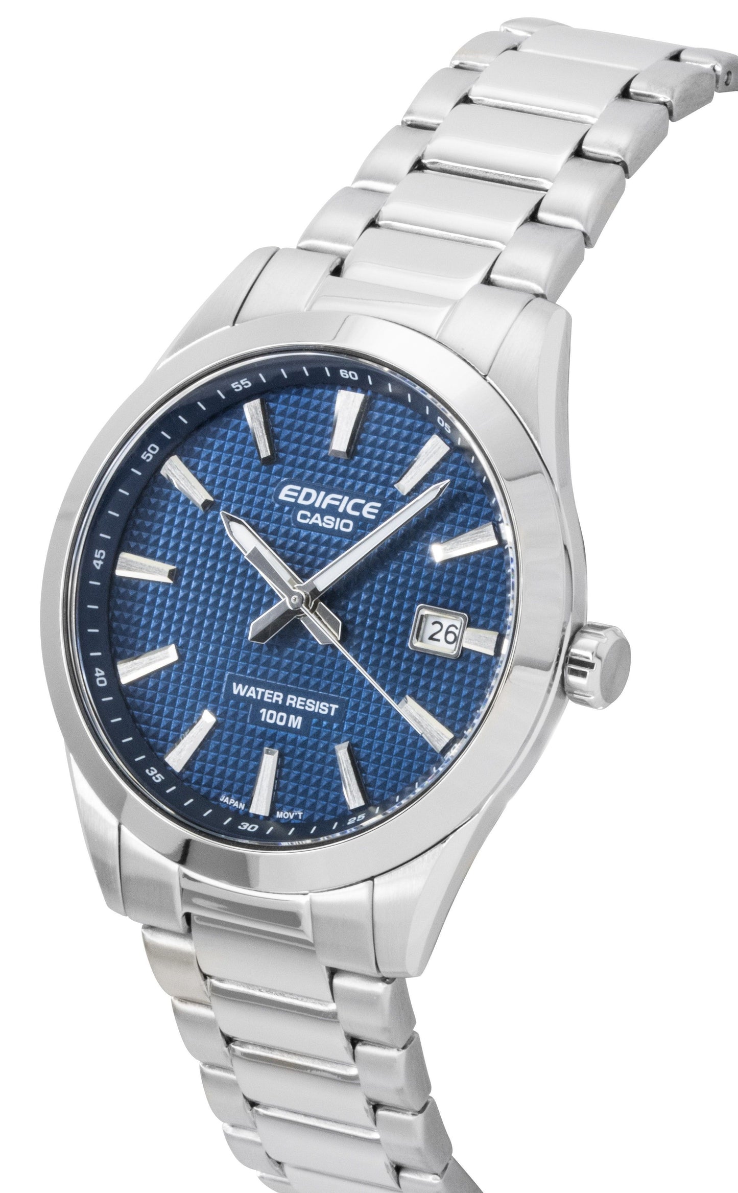 Casio Edifice Analog Edelstahl Blaues Zifferblatt Quarz EFV-160D-2A 100M Herrenuhr