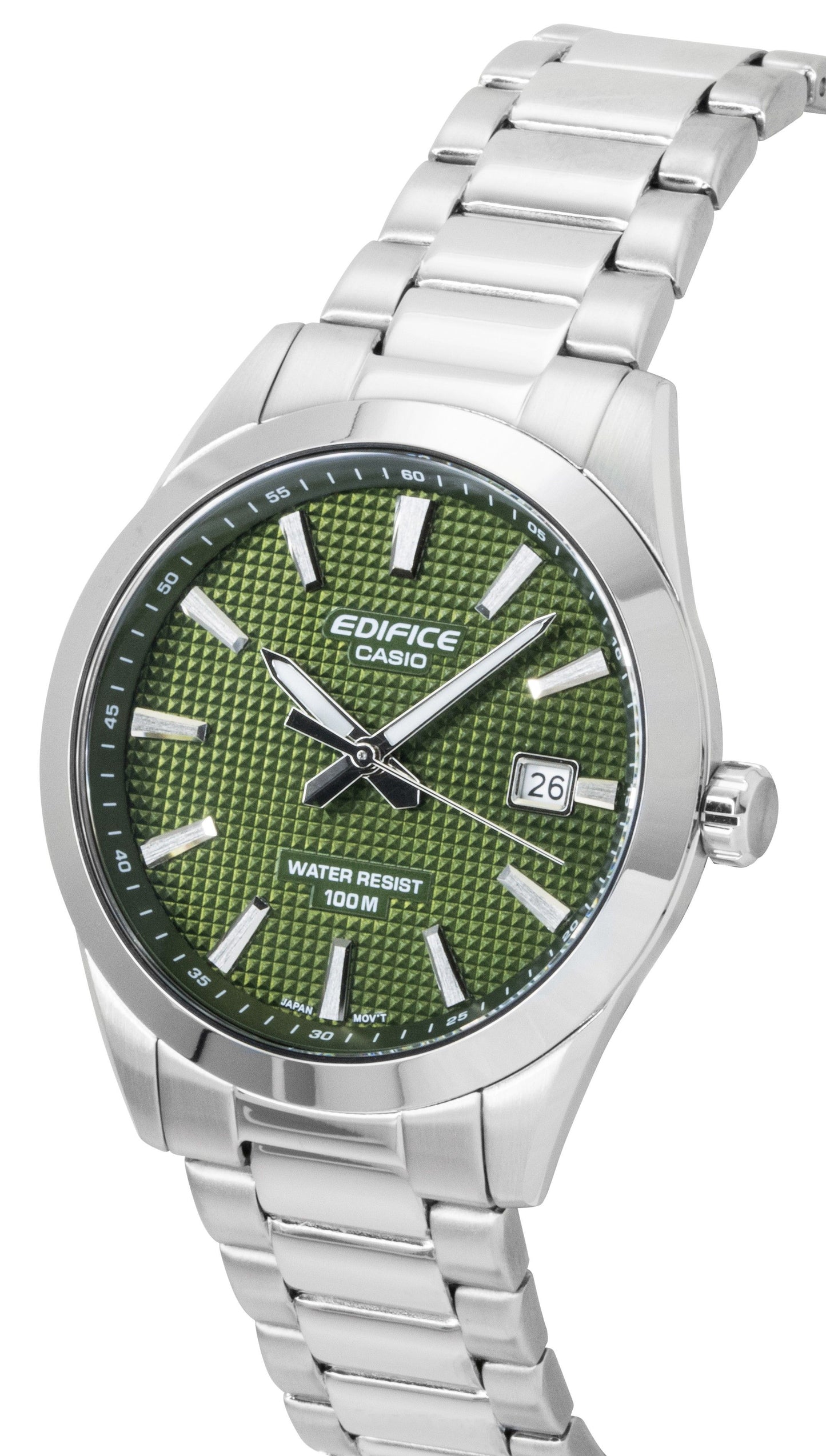 Casio Edifice Analog Edelstahl Gr?nes Zifferblatt Quarz EFV-160D-3A 100M Herrenuhr