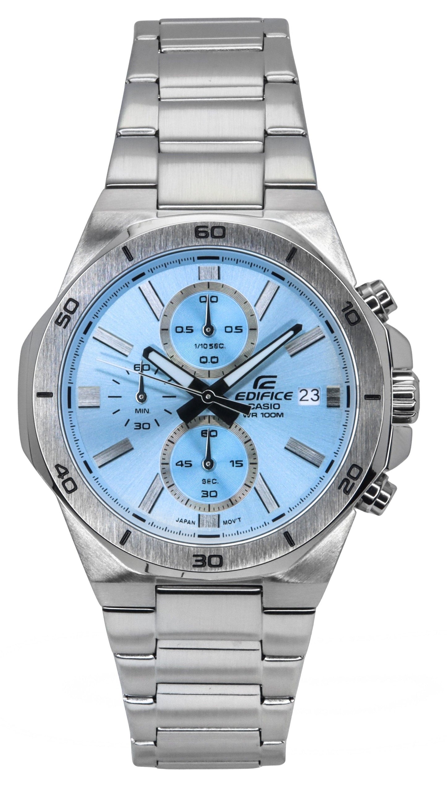Casio Edifice Standard Chronograph Analog Edelstahl Blaues Zifferblatt Quarz EFV-640D-2BV 100M Herrenuhr