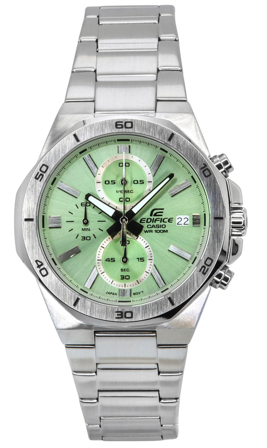 Casio Edifice Standard Chronograph Analog Edelstahl Gr?nes Zifferblatt Quarz EFV-640D-3AV 100M Herrenuhr