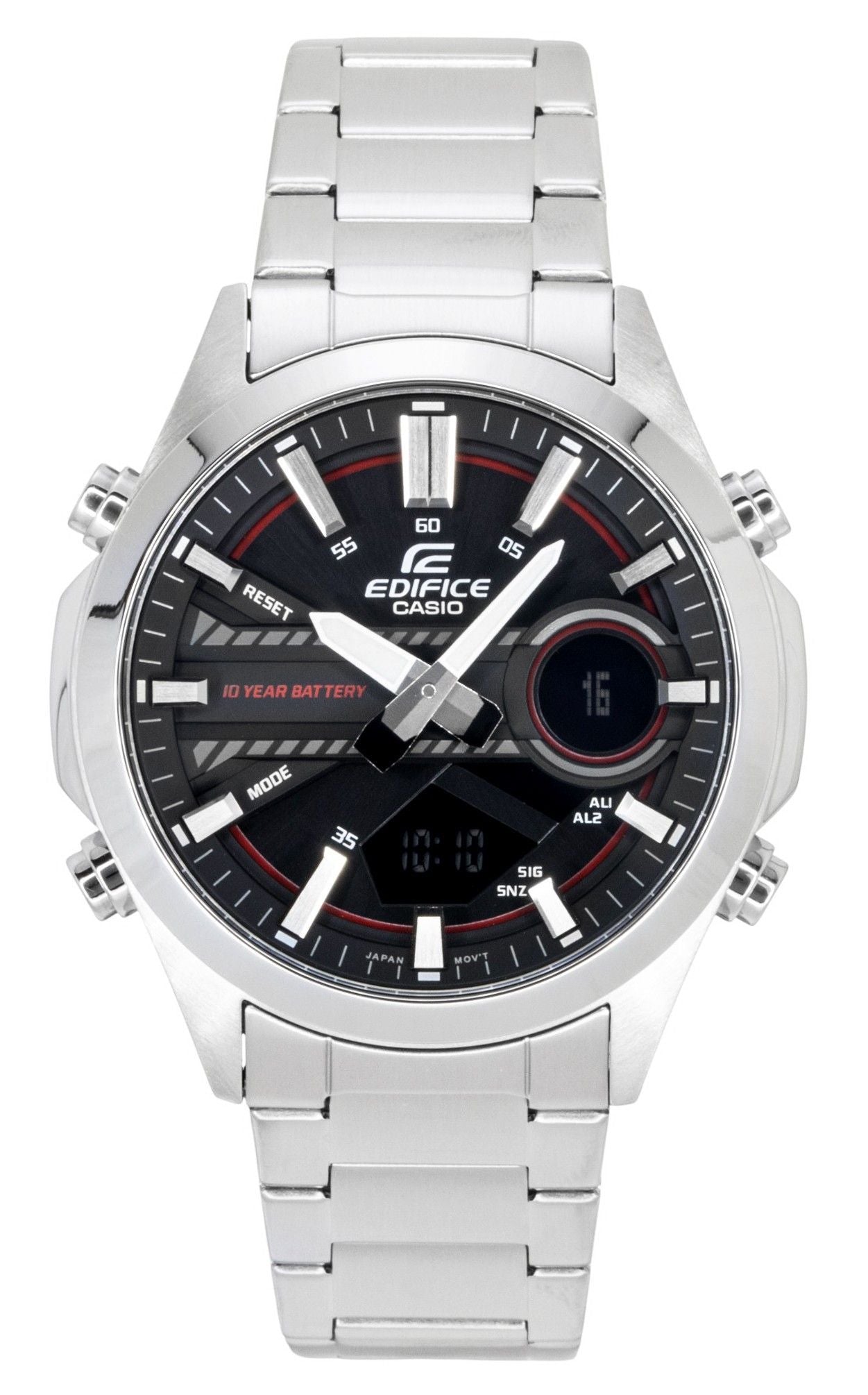 Casio Edifice Analog Digital Edelstahl Schwarzes Zifferblatt Quarz EFV-C120D-1A4 100M Herrenuhr
