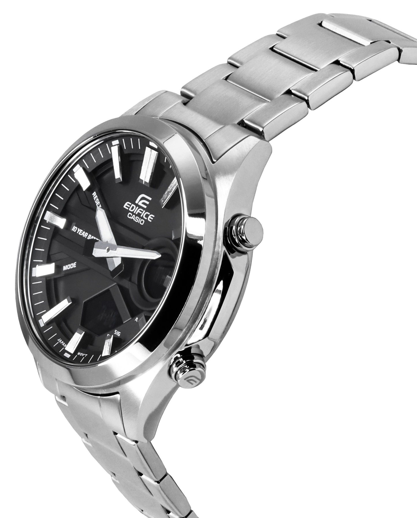 Casio Edifice Analog Digital Edelstahl Schwarzes Zifferblatt Quarz EFV-C120D-1A 200M Herrenuhr