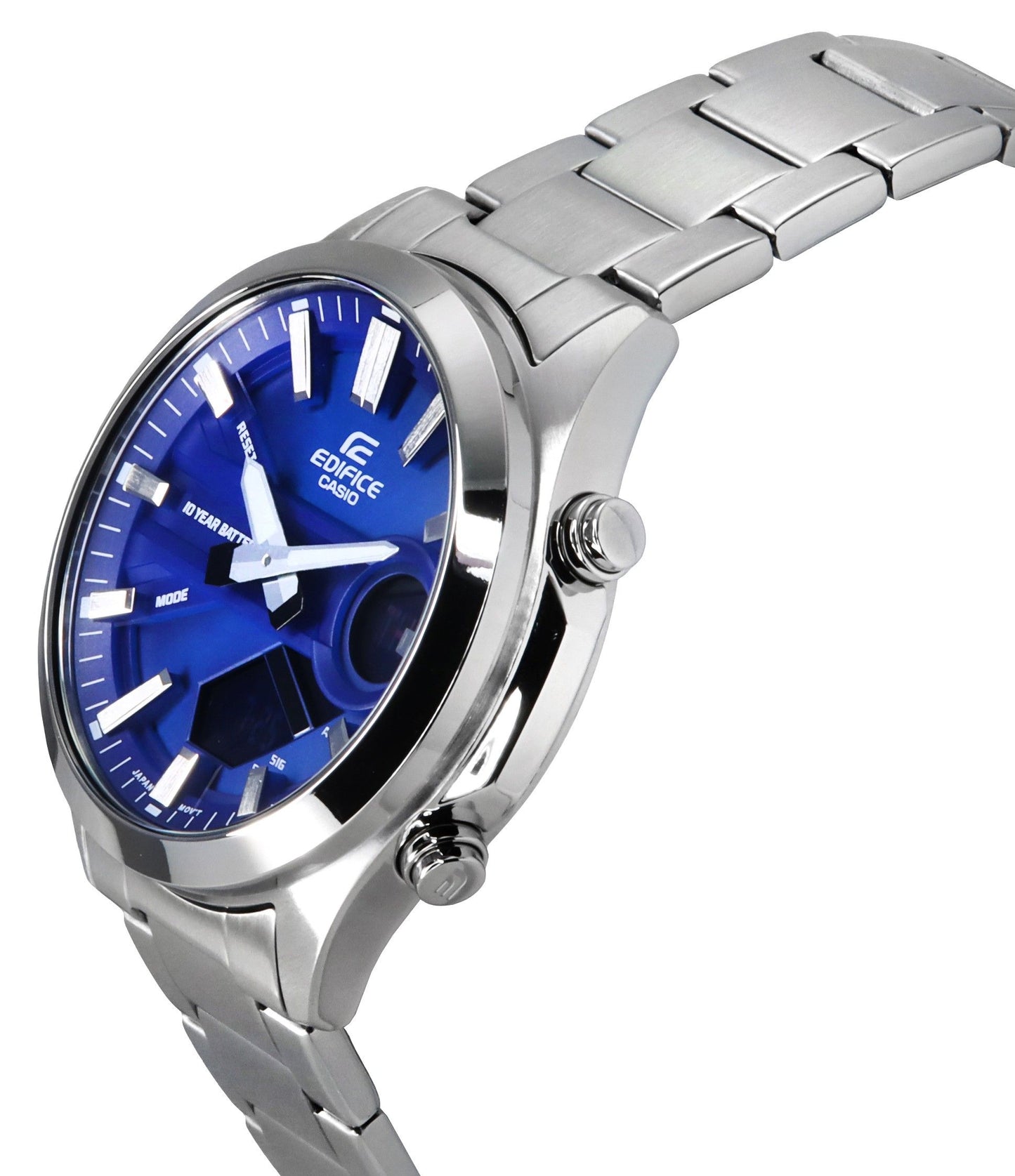 Casio Edifice Analog Digital Edelstahl Blaues Zifferblatt Quarz EFV-C120D-2A 100M Herrenuhr