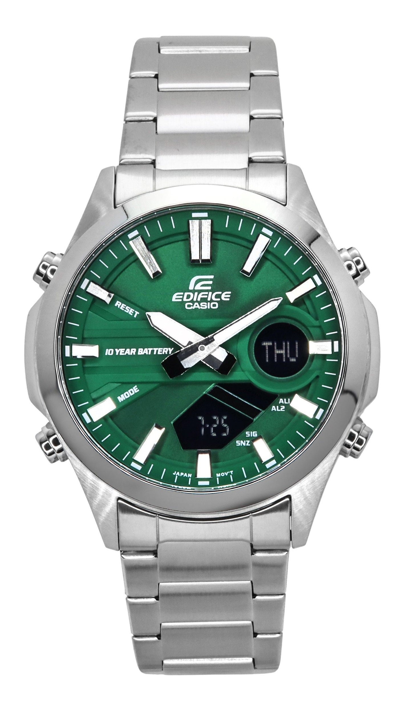 Casio Edifice Analog Digital Edelstahl Gr?nes Zifferblatt Quarz EFV-C120D-3A 100M Herrenuhr