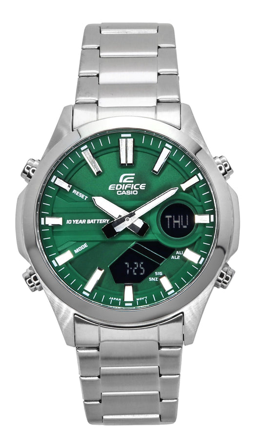 Casio Edifice Analog Digital Edelstahl Gr?nes Zifferblatt Quarz EFV-C120D-3A 100M Herrenuhr
