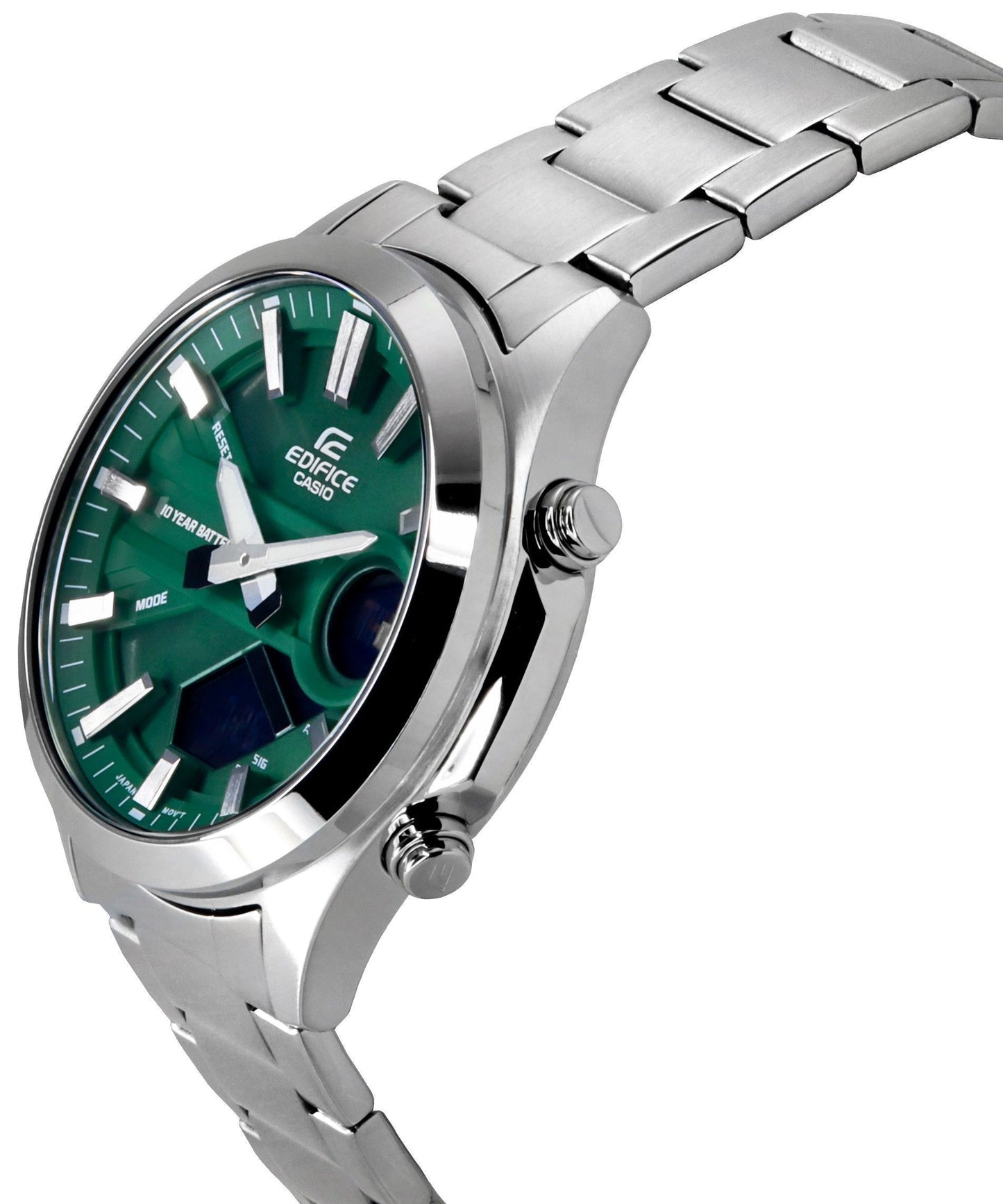 Casio Edifice Analog Digital Edelstahl Gr?nes Zifferblatt Quarz EFV-C120D-3A 100M Herrenuhr