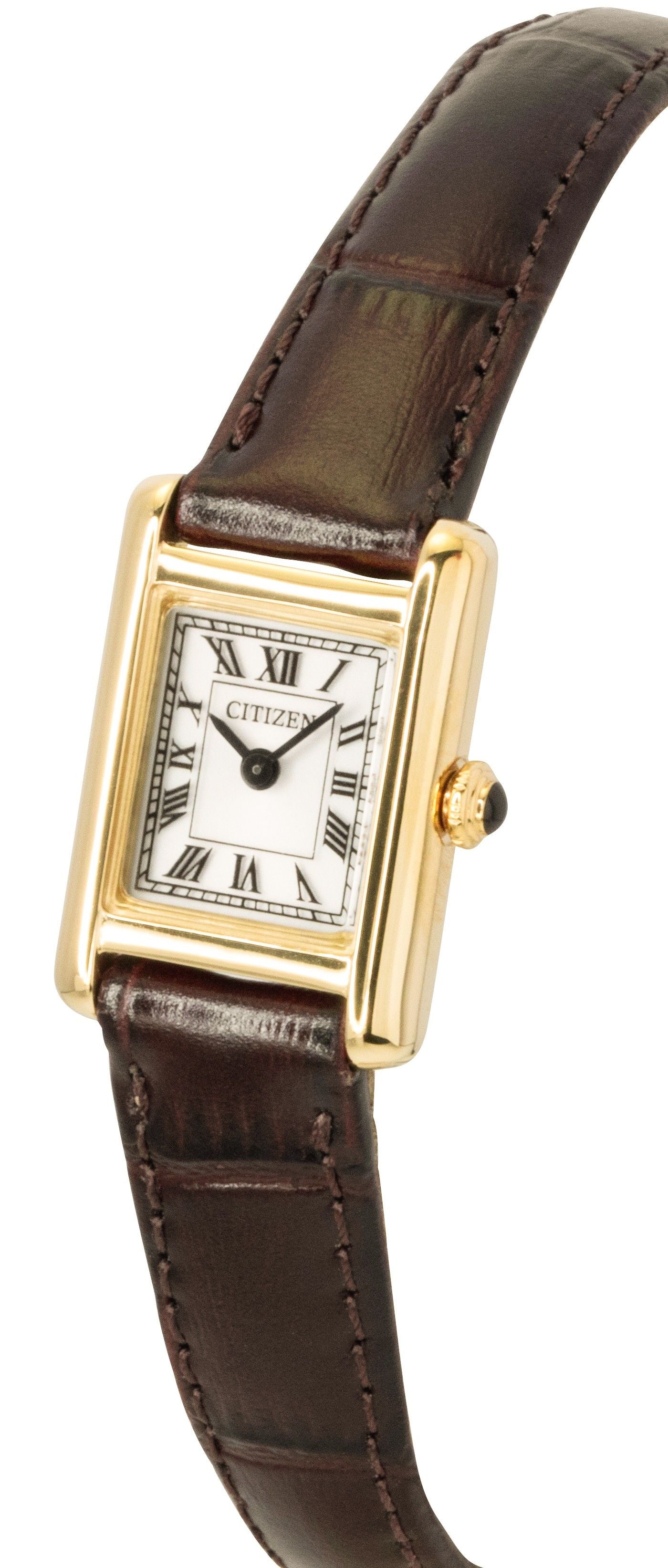 Citizen Fio Roma Calf Lederarmband Silberfarbenes Zifferblatt Eco-Drive EG2797-13A Damenuhr