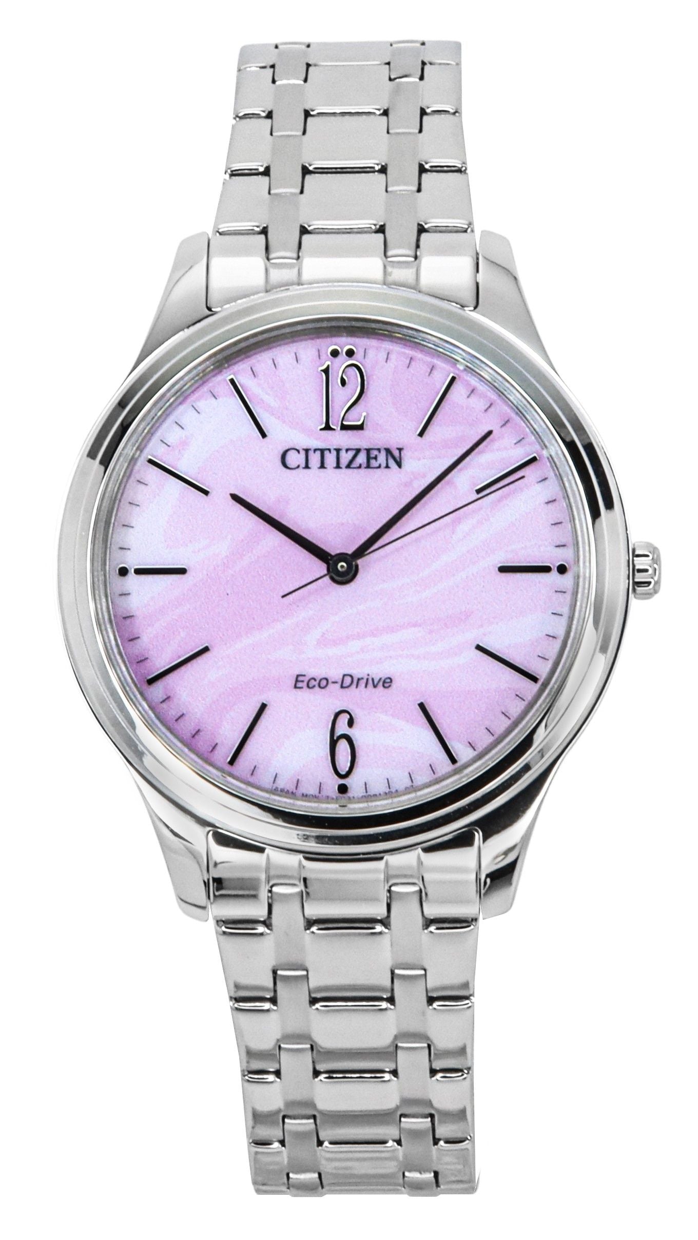 Citizen Elegance Edelstahl Pink Dial Eco-Drive EM0411-71X Damenuhr
