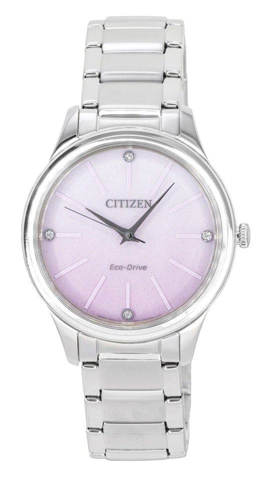 Citizen Eco-Drive  Analog Edelstahl Pink Dial Solar EM1220-58X Damenuhr