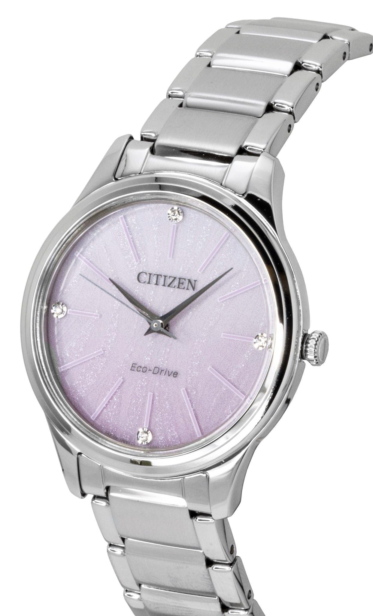 Citizen Eco-Drive  Analog Edelstahl Pink Dial Solar EM1220-58X Damenuhr