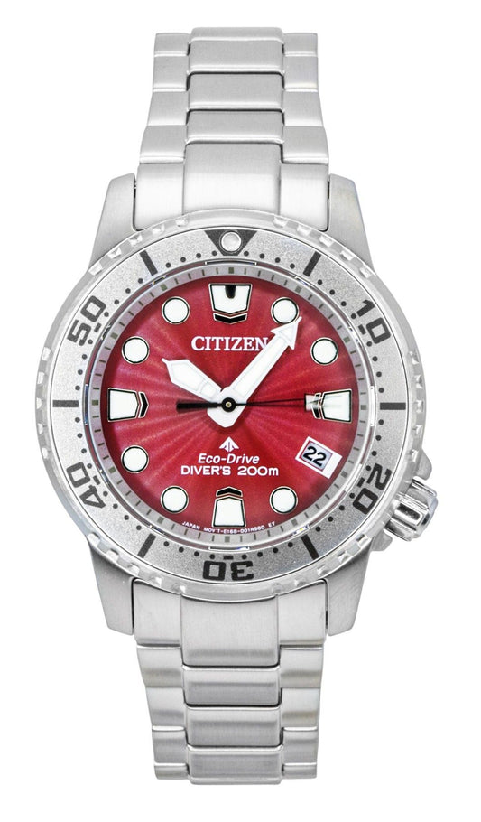 Citizen Promaster Dive Edelstahl Red Dial Eco-Drive EO2027-50Z 200M Damenuhr