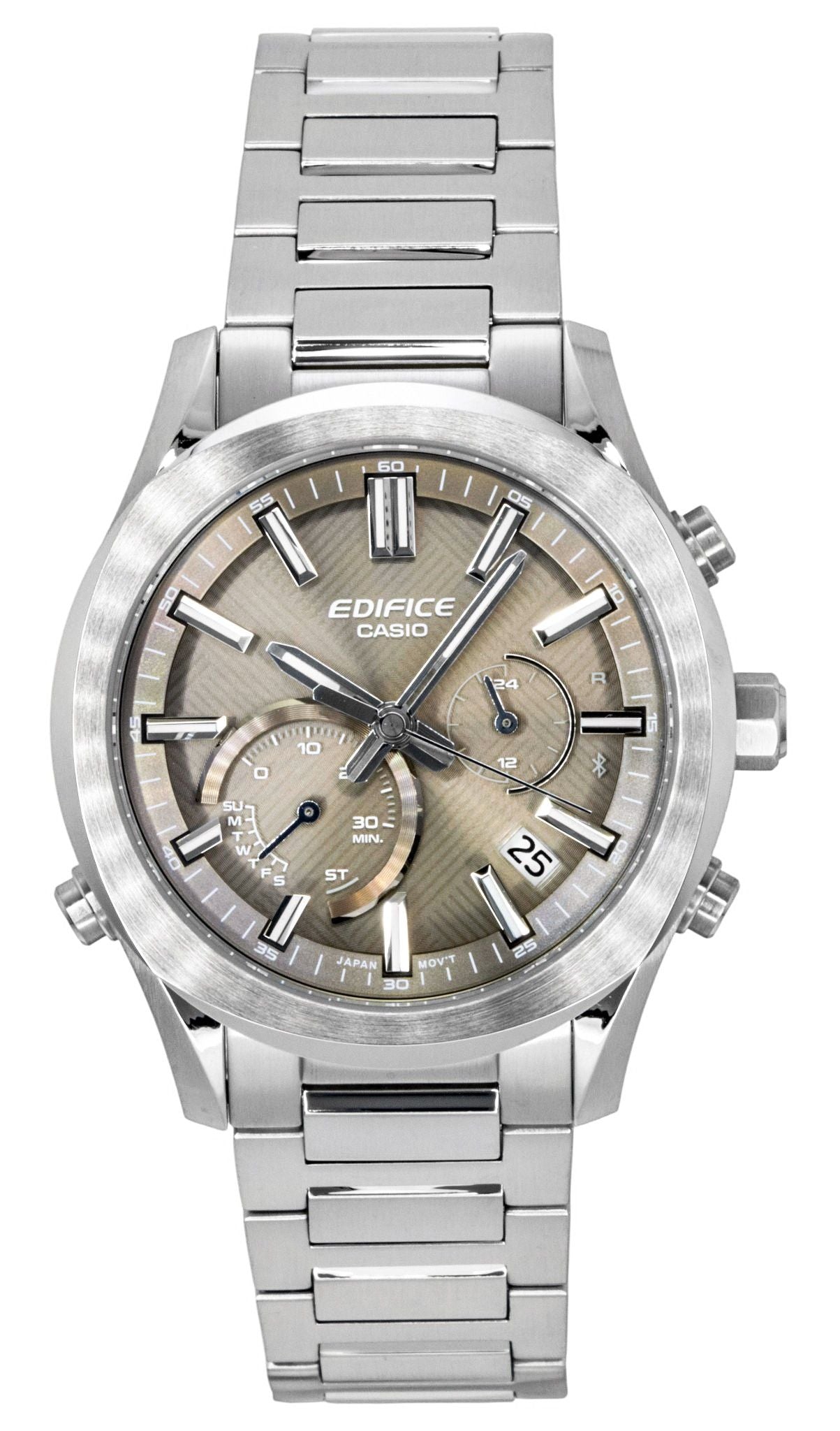 Casio Edifice Analog Chronograph Smartphone Link Edelstahl Braunes Zifferblatt Solar EQB-1300D-5A 100M Herrenuhr