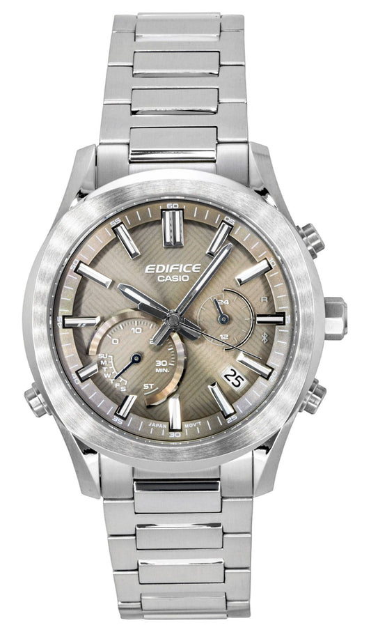 Casio Edifice Analog Chronograph Smartphone Link Edelstahl Braunes Zifferblatt Solar EQB-1300D-5A 100M Herrenuhr