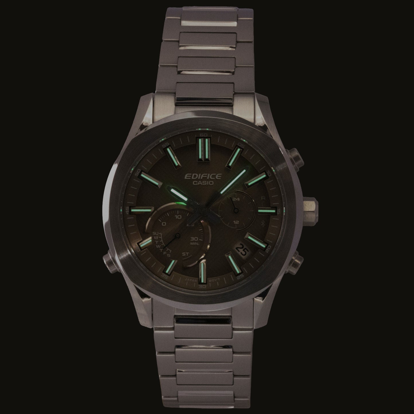 Casio Edifice Analog Chronograph Smartphone Link Edelstahl Braunes Zifferblatt Solar EQB-1300D-5A 100M Herrenuhr