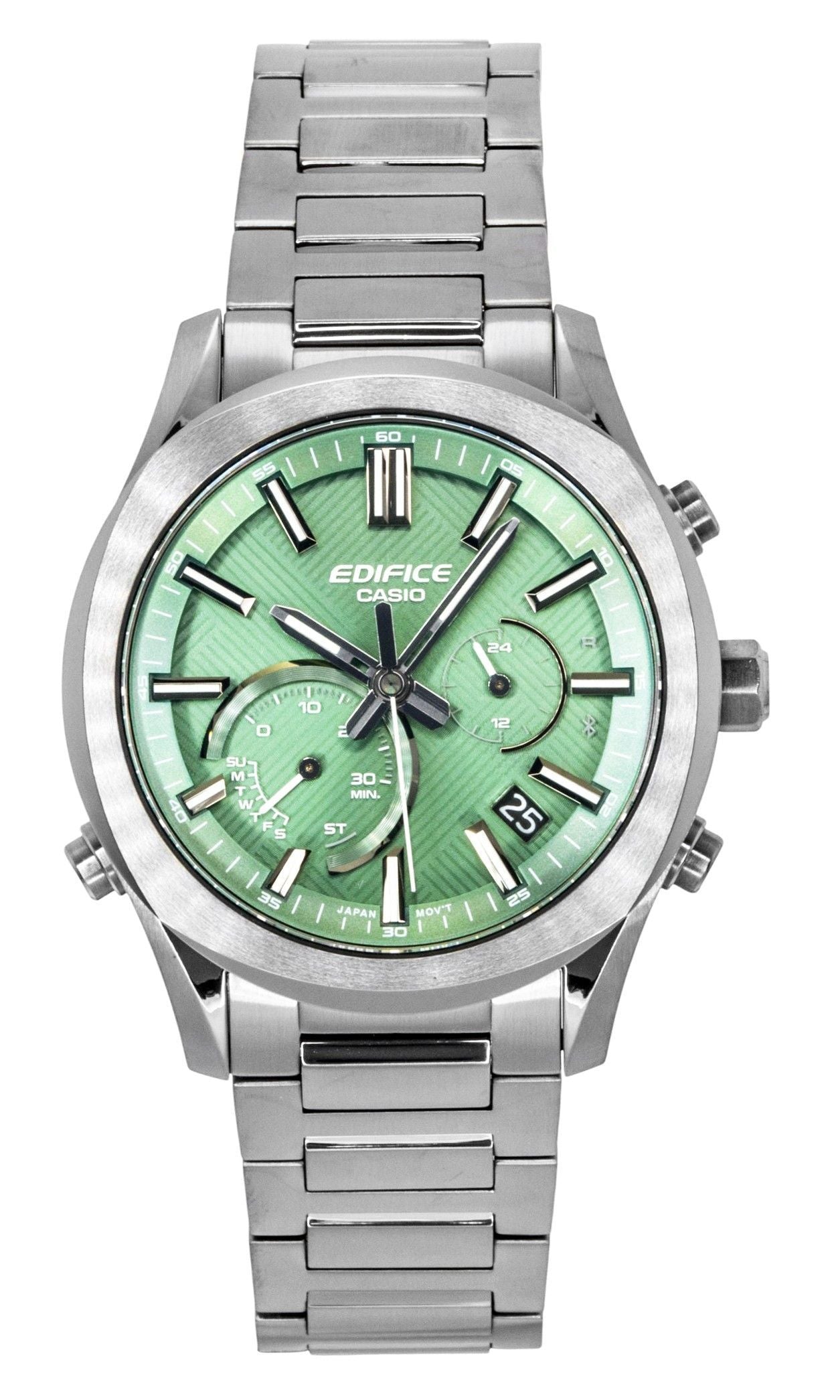Casio Edifice Analog Chronograph Smartphone Link Gr?nes Zifferblatt Edelstahl Solar EQB-1300DC-3A 100M Herrenuhr