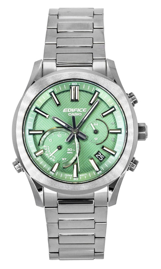 Casio Edifice Analog Chronograph Smartphone Link Gr?nes Zifferblatt Edelstahl Solar EQB-1300DC-3A 100M Herrenuhr