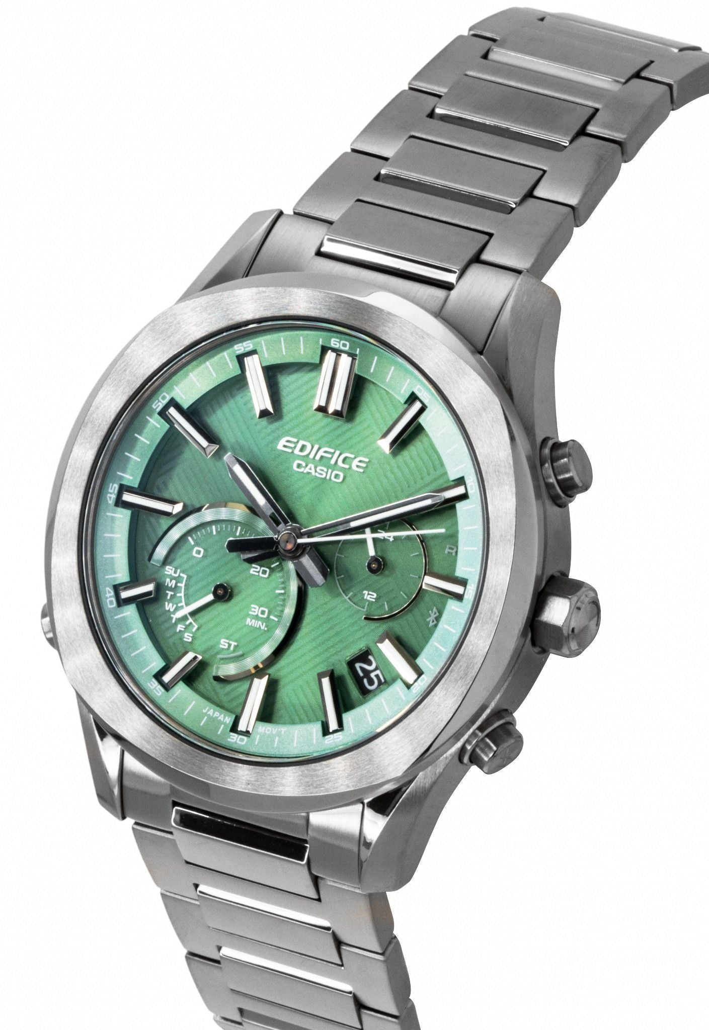 Casio Edifice Analog Chronograph Smartphone Link Gr?nes Zifferblatt Edelstahl Solar EQB-1300DC-3A 100M Herrenuhr