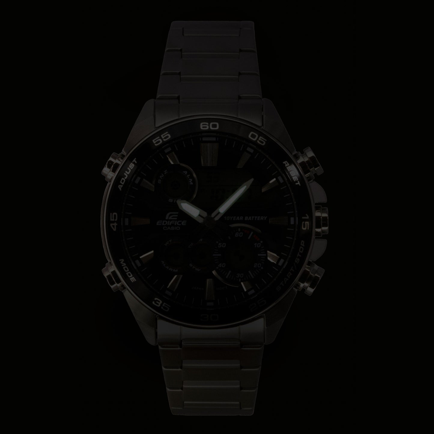 Casio Edifice Analog Digital Edelstahl Schwarzes Zifferblatt Quarz ERA-130D-1A 100M Herrenuhr