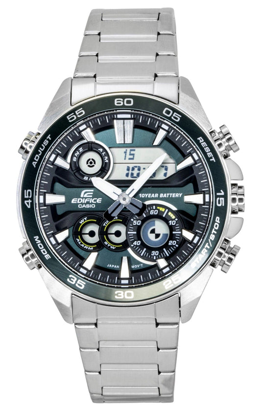 Casio Edifice Analog Digital Edelstahl Gr?nes Zifferblatt Quarz ERA-130D-3A 100M Herrenuhr