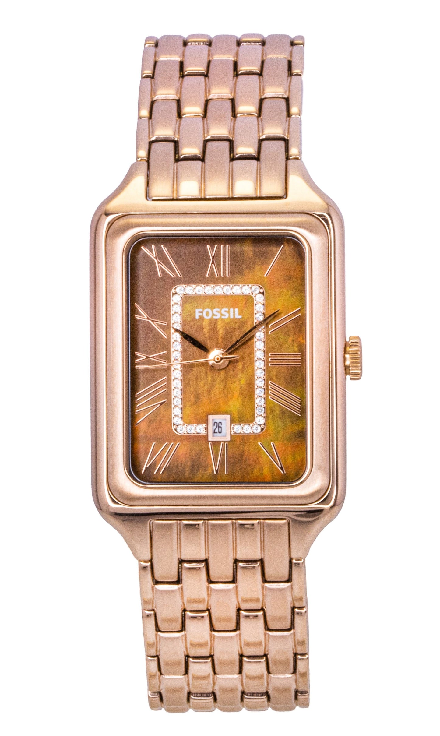 Fossil Raquel Rose Goldfarben Edelstahl Brown Perlmutt-Zifferblatt Quarz ES5323 Damenuhr