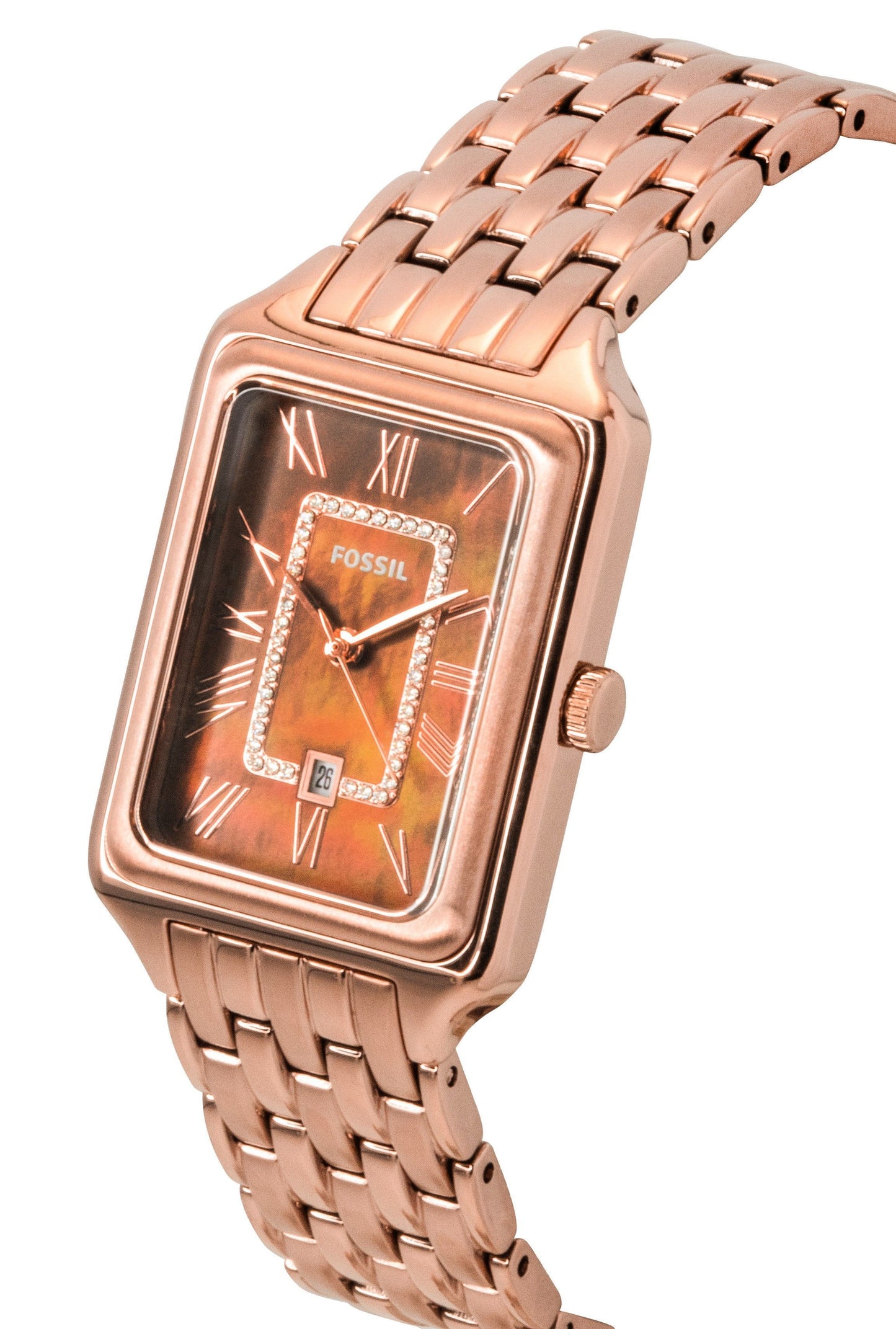 Fossil Raquel Rose Goldfarben Edelstahl Brown Perlmutt-Zifferblatt Quarz ES5323 Damenuhr