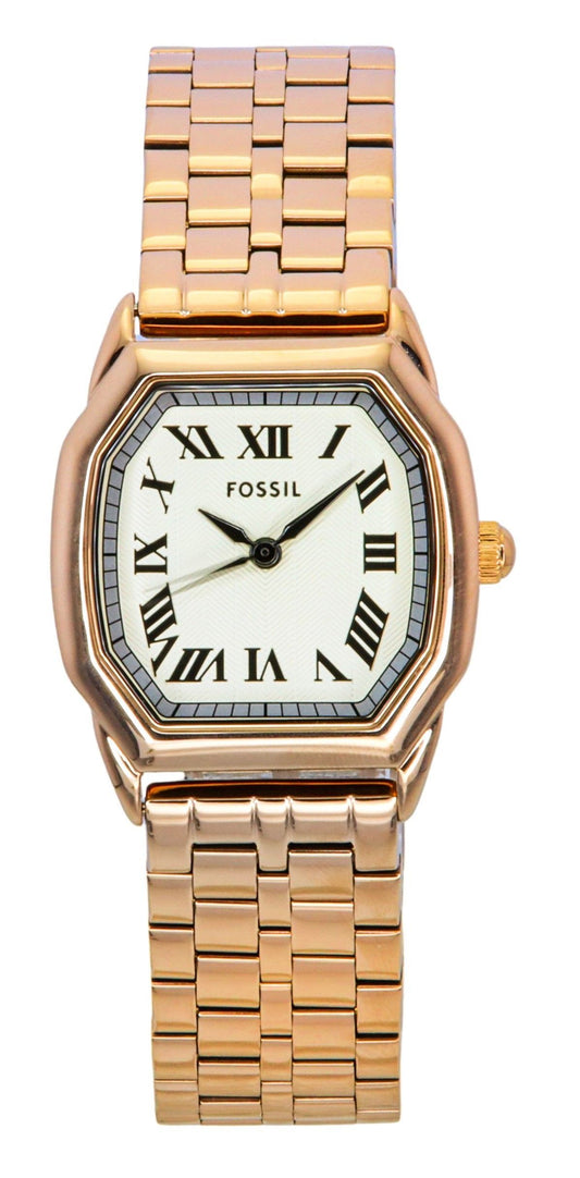 Fossil Harlow Rose Goldfarben Edelstahl Cream Dial Quarz ES5386 Damenuhr