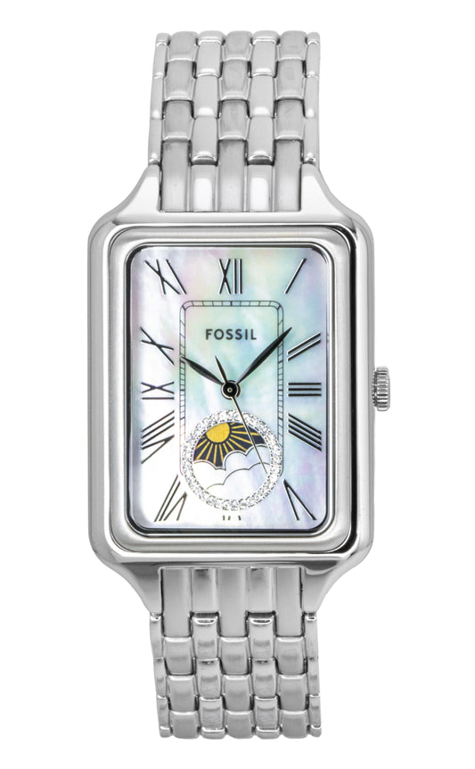 Fossil Raquel Edelstahl Sun Moon Multifunction Perlmutt-Zifferblatt Quarz ES5400 Damenuhr