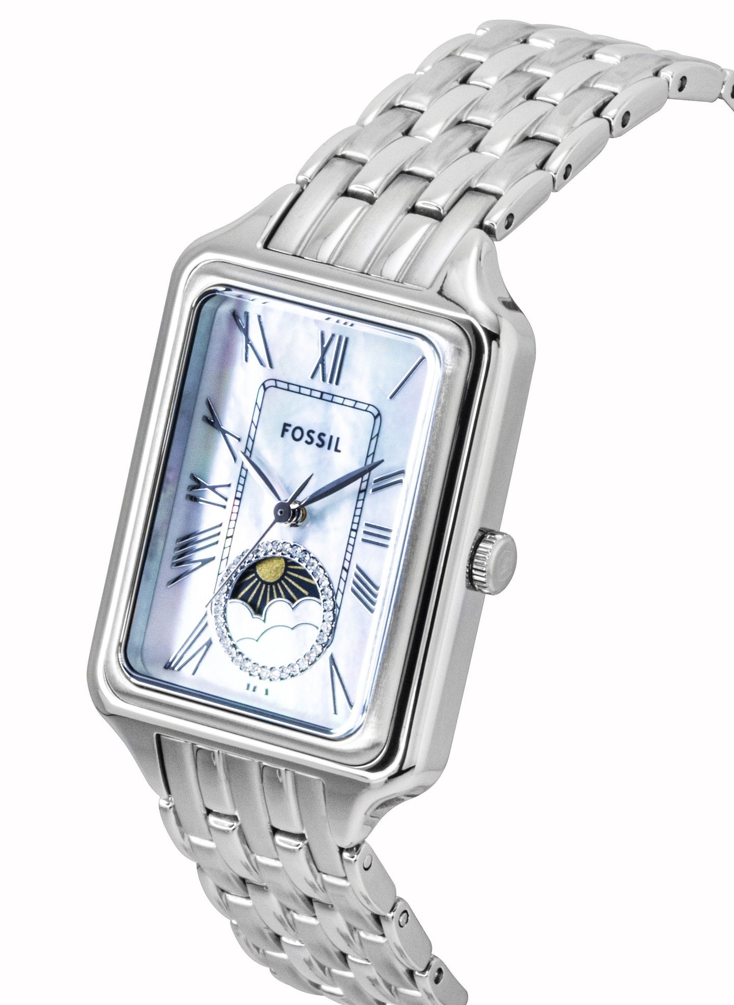 Fossil Raquel Edelstahl Sun Moon Multifunction Perlmutt-Zifferblatt Quarz ES5400 Damenuhr