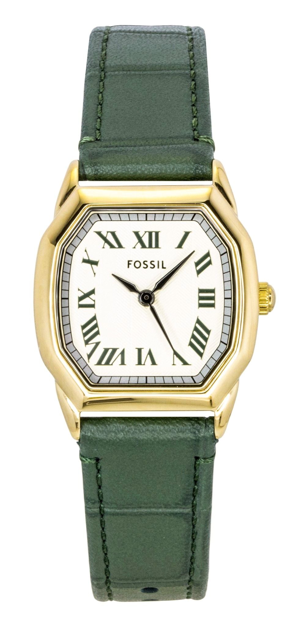 Fossil Harlow Green Croco Lederarmband Cream Dial Quarz ES5427 Damenuhr