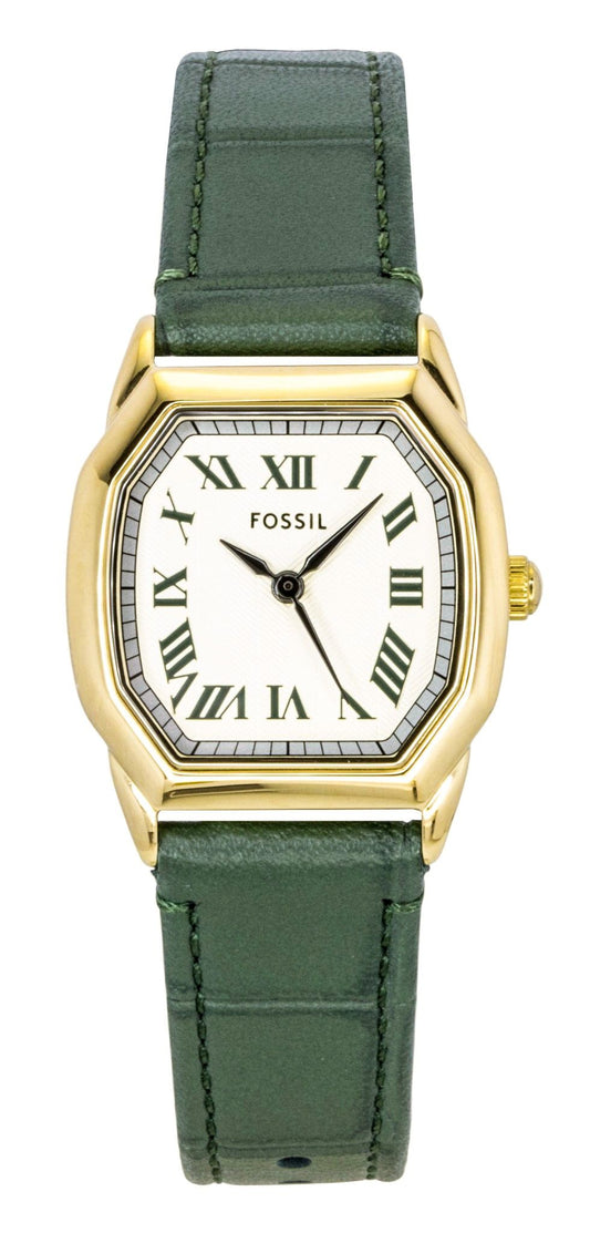 Fossil Harlow Green Croco Lederarmband Cream Dial Quarz ES5427 Damenuhr