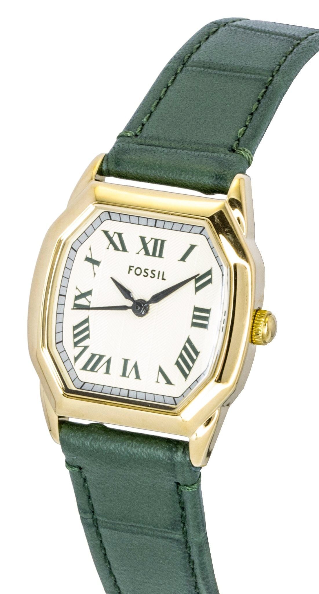 Fossil Harlow Green Croco Lederarmband Cream Dial Quarz ES5427 Damenuhr